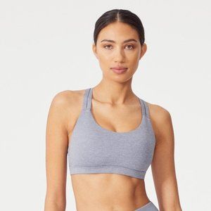 Gray Sports Bra with Criss Cross back and Removable Cups Pads